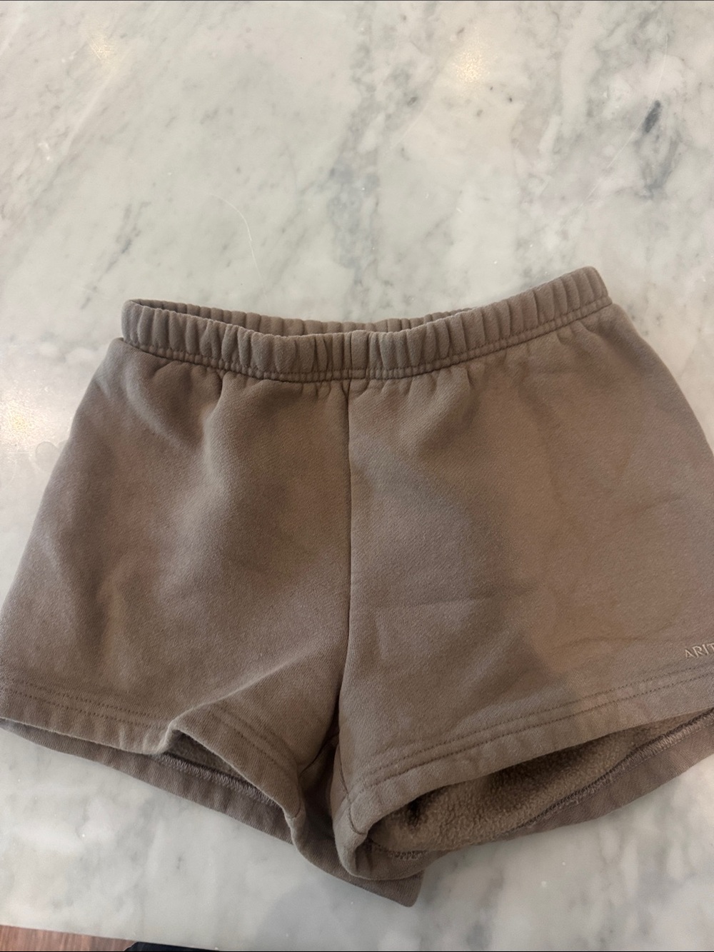 Aritzia Sweatfleece Cozy Shorts — Taupe